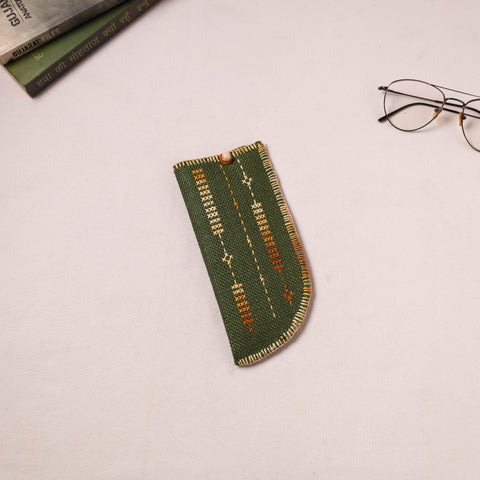 Tribal Hand Embroidered Jute Spectacle Pouch  03