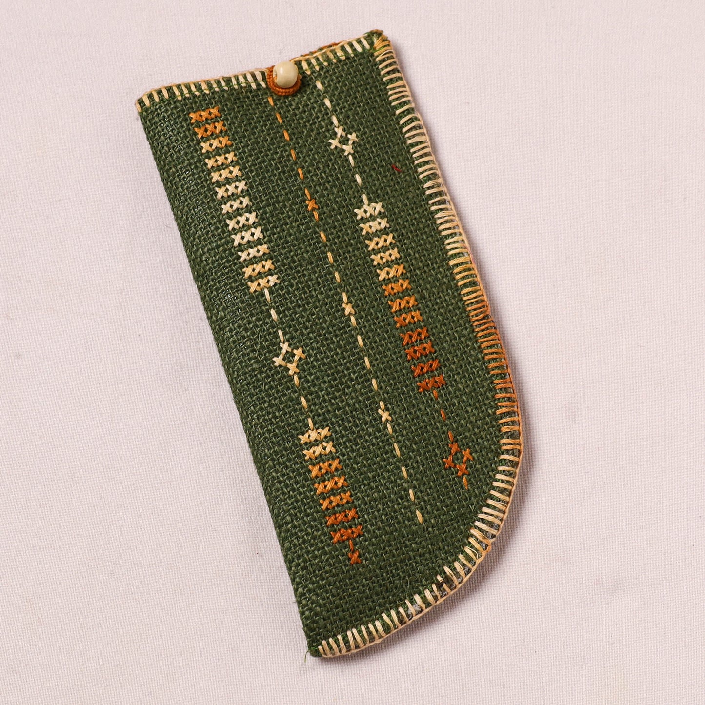 Tribal Hand Embroidered Jute Spectacle Pouch  03