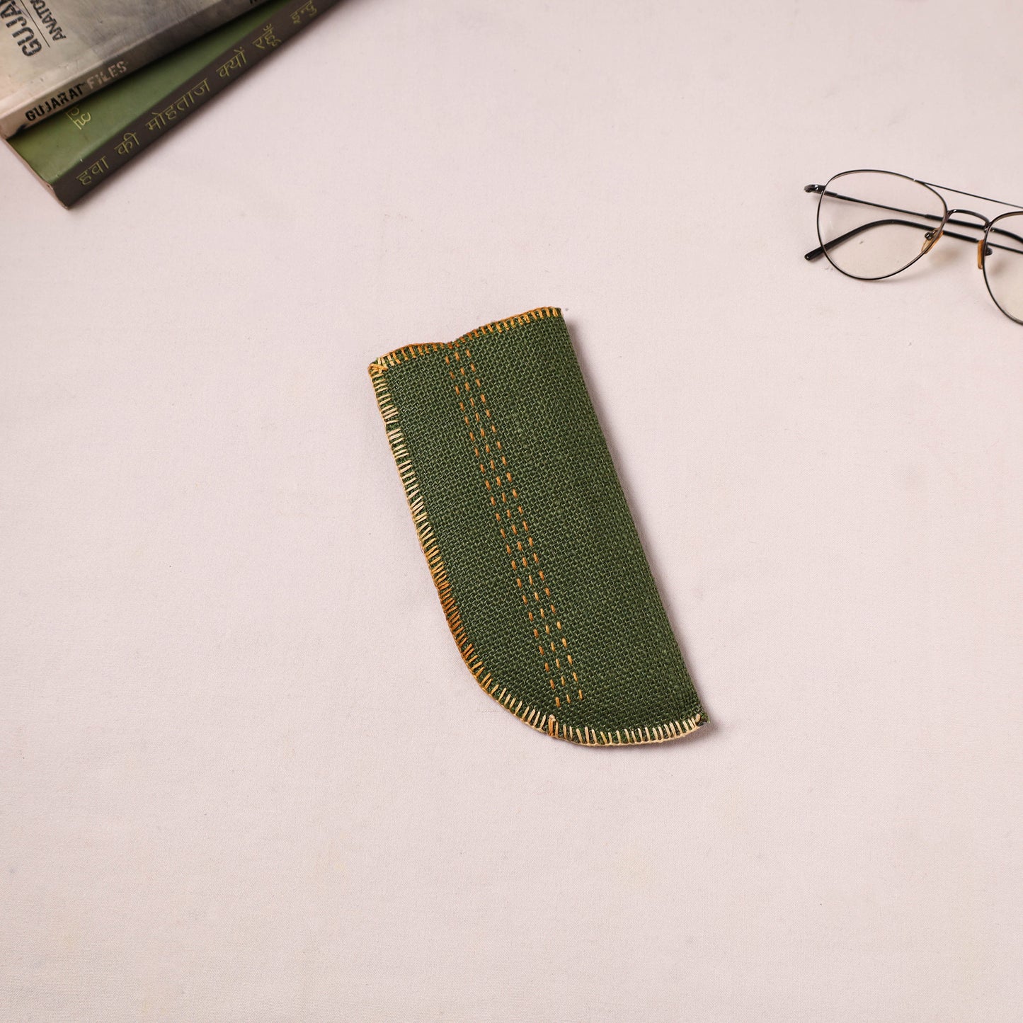 Tribal Hand Embroidered Jute Spectacle Pouch  03