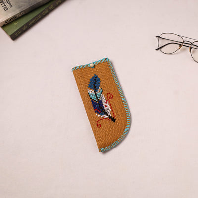 Tribal Hand Embroidered Jute Spectacle Pouch  04