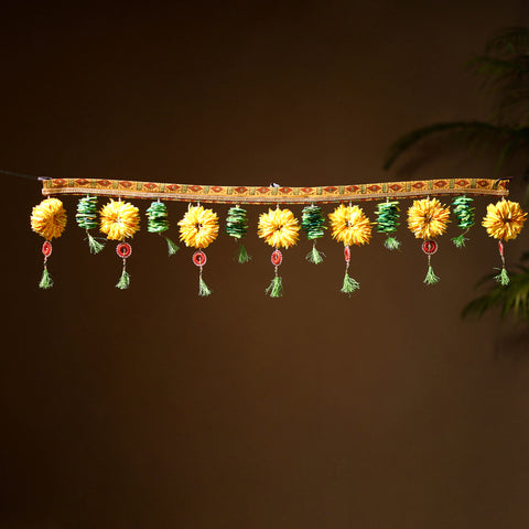 Yellow - Handmade Beadwork Felt Bandhanwar Toran for Home Decor 12