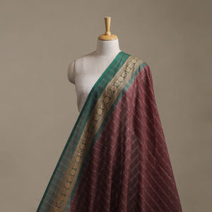 Maroon - Kanchipuram Checks Cotton Fabric with Thread Border 21