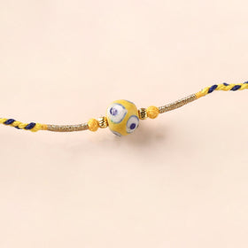Handcrafted Patwa Threadwork Blue Pottery Beads Rakhi 29