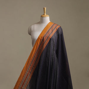Black - Kanchipuram Checks Cotton Fabric with Thread Border 23