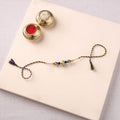 Handcrafted Patwa Threadwork Blue Pottery Beads Rakhi 33