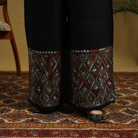 Black - cotton bengal kantha hand embroidery palazzo 92