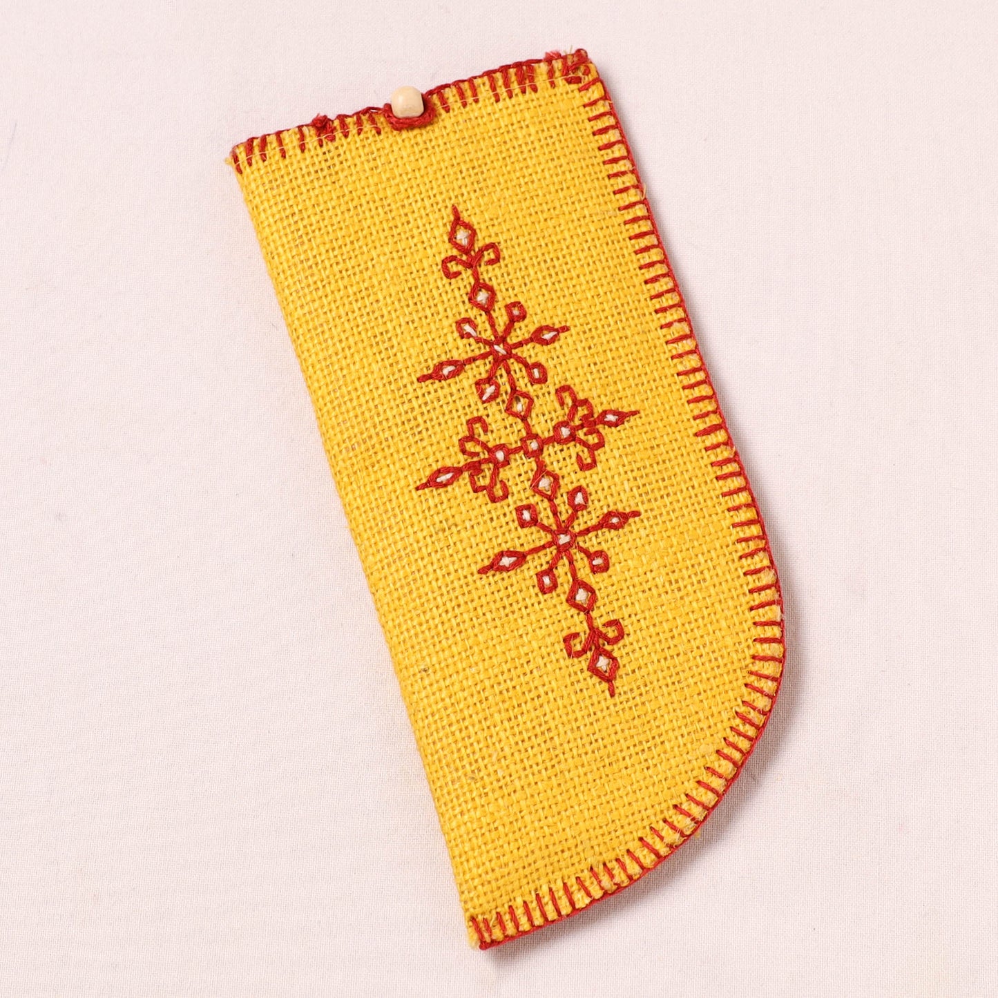 Tribal Hand Embroidered Jute Spectacle Pouch  07