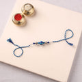 Handcrafted Patwa Threadwork Blue Pottery Beads Rakhi 35