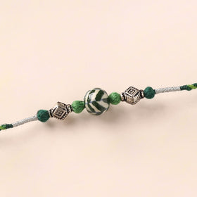 Handcrafted Patwa Threadwork Blue Pottery Beads Rakhi 36