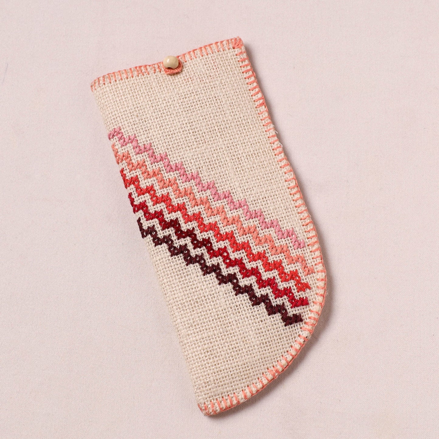 Tribal Hand Embroidered Jute Spectacle Pouch  09