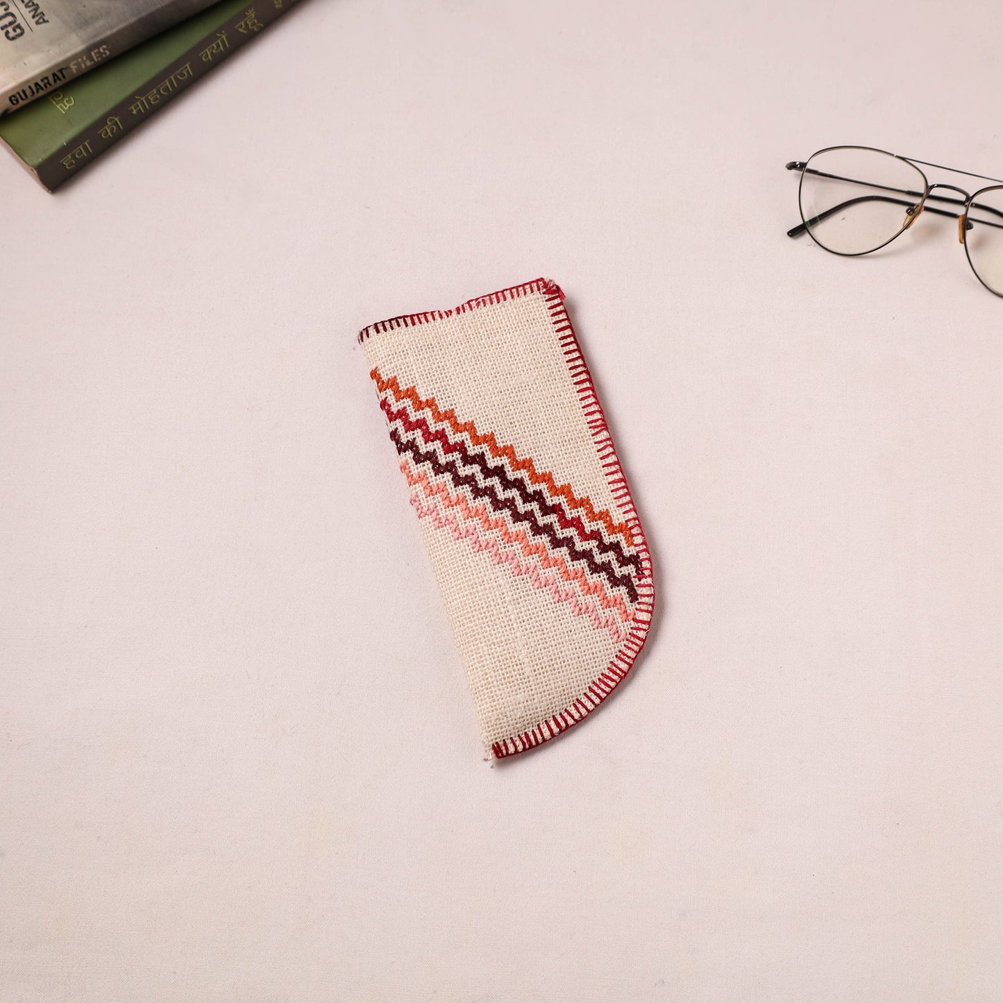 Tribal Hand Embroidered Jute Spectacle Pouch  10
