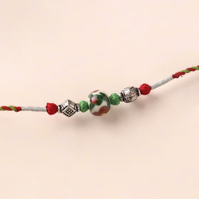 Handcrafted Patwa Threadwork Blue Pottery Beads Rakhi 38