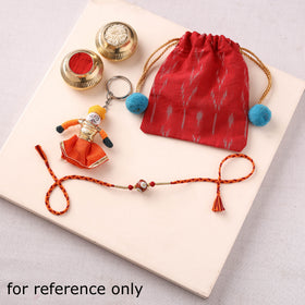 Handcrafted Patwa Threadwork Blue Pottery Beads Rakhi 02