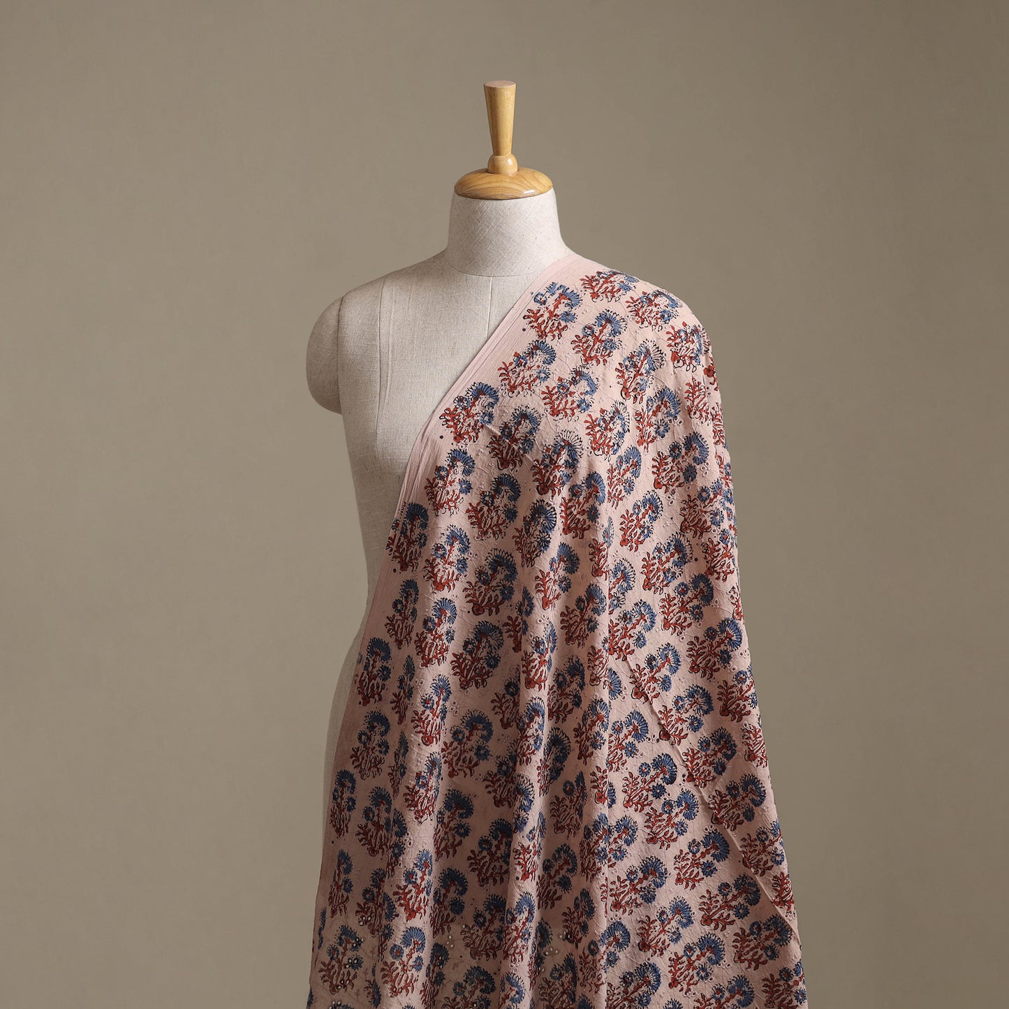 Beige - Hakoba Hand Block Ajrakh Print Natural Dyed Cotton Fabric 27