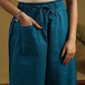 Buy Blue Cotton Bengal Kantha Hand Embroidery Palazzo