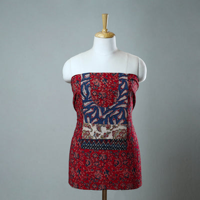 Red - Block Printed Cotton Ajrakh Kurta Material (2.5 meter) 06