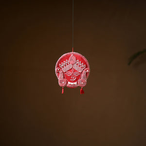Red - Maa Durga Hand Embroidered Aipan Art Hanging for Home Decor 04