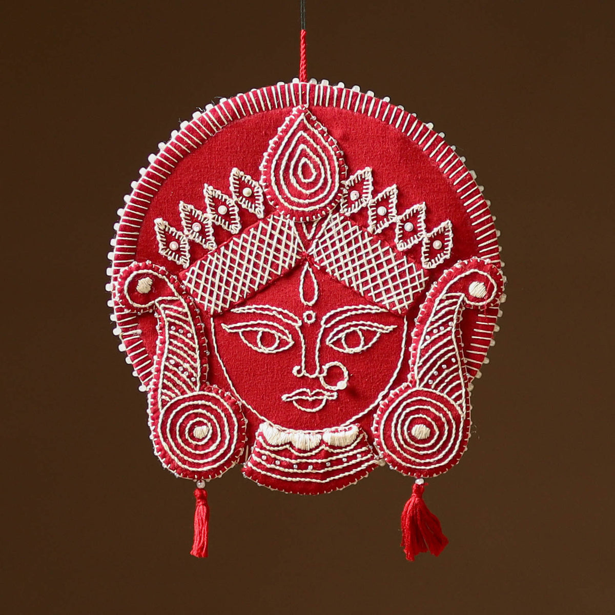 Maa Durga - Hand Embroidered Aipan Art Hanging for Home Decor 04