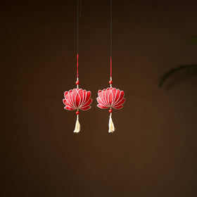 Lotus - Hand Embroidered Aipan Art Hangings (Set of 2) for Home Decor 10