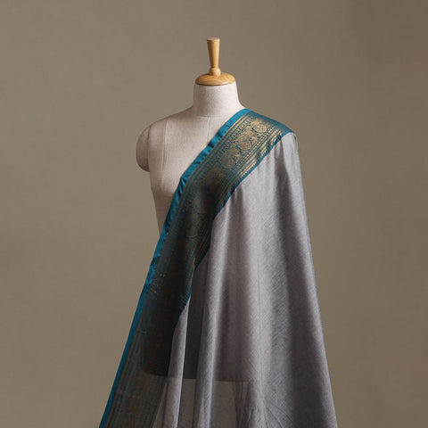 Grey - Kanchipuram Cotton Fabric with Zari Border 02