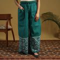Buy Green Cotton Bengal Kantha Hand Embroidery Palazzo
