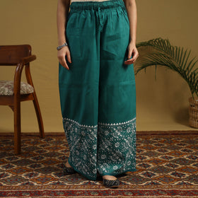 Buy Green Cotton Bengal Kantha Hand Embroidery Palazzo