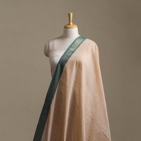 Beige - Kanchipuram Cotton Fabric with Zari Border 04