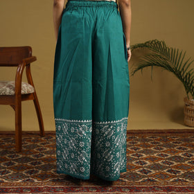 Buy Green Cotton Bengal Kantha Hand Embroidery Palazzo