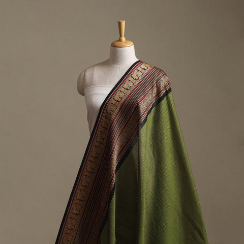 Green - Kanchipuram Cotton Fabric with Zari Border 06