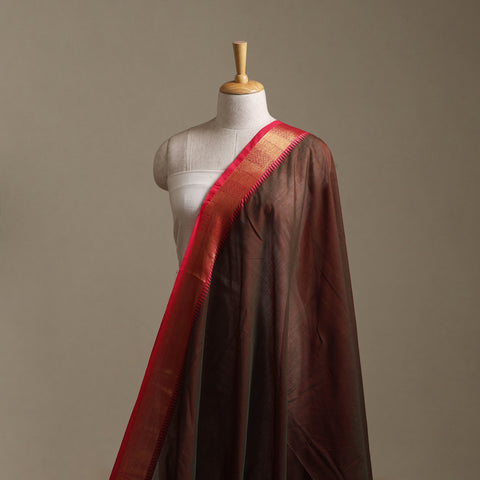 Brown - Kanchipuram Cotton Fabric with Zari Border 07