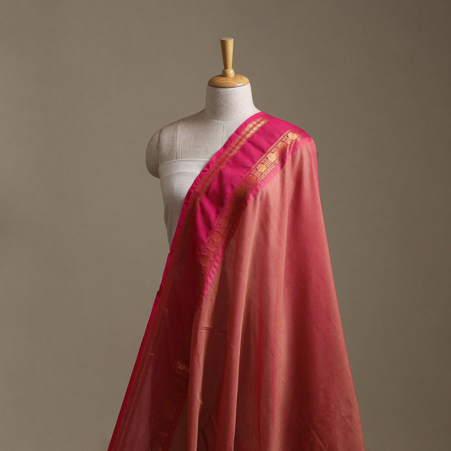 Kanchipuram Cotton Fabric with Zari Border 08