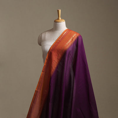Purple - Kanchipuram Cotton Fabric with Zari Border 11