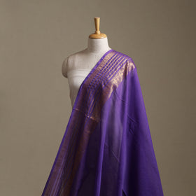 Purple - Kanchipuram Cotton Fabric with Zari Border 12