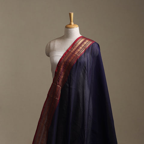 Blue - Kanchipuram Cotton Fabric with Zari Border 13