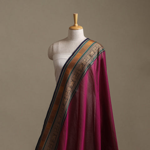 Purple - Kanchipuram Cotton Fabric with Zari Border 15