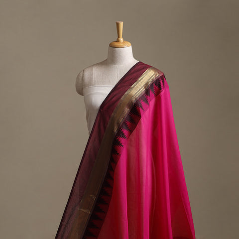 Pink - Kanchipuram Cotton Fabric with Zari Border 16