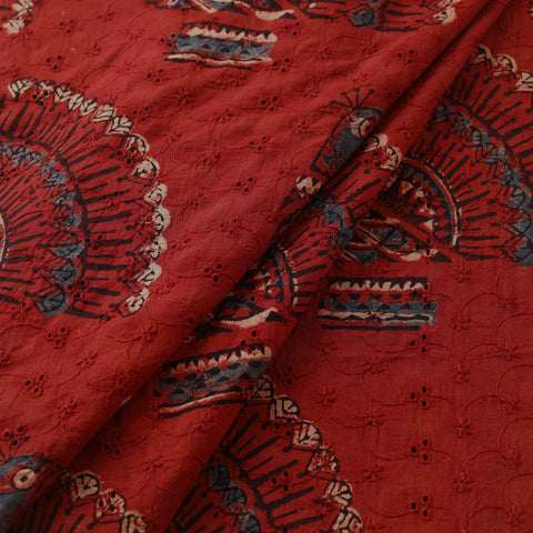 Red - Kutch Hand Block Ajrakh Print Natural Dyed Cotton Hakoba Fabric 01