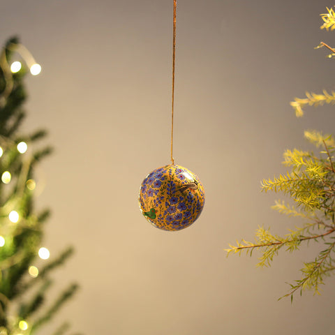 Ball - Kashmir Handpainted Christmas Ornament 03