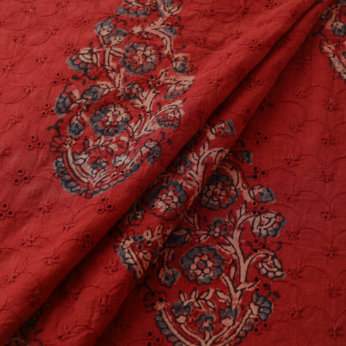 Kutch Hand Block Ajrakh Print Natural Dyed Cotton Hakoba Fabric 02