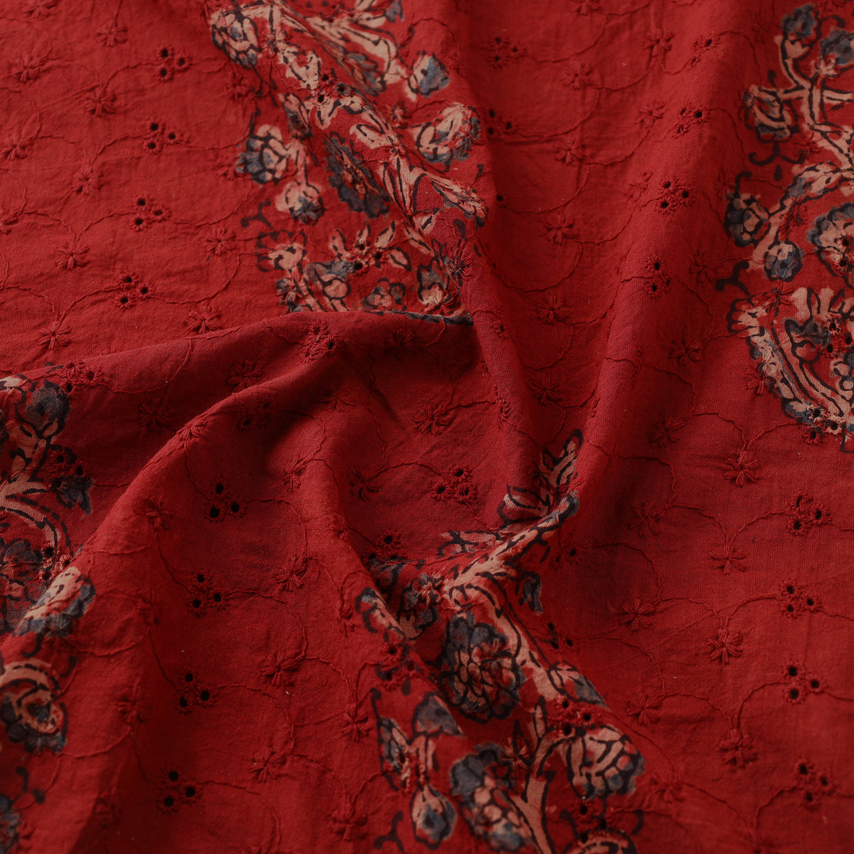 Kutch Hand Block Ajrakh Print Natural Dyed Cotton Hakoba Fabric 02