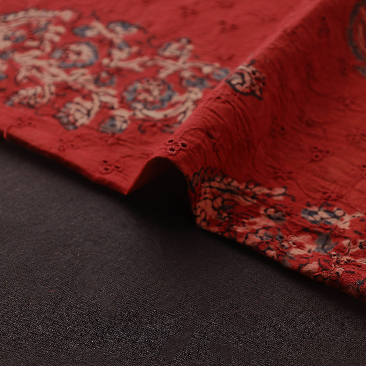 Kutch Hand Block Ajrakh Print Natural Dyed Cotton Hakoba Fabric 02