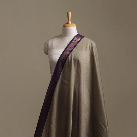 Brown - Kanchipuram Cotton Fabric with Zari Border 18