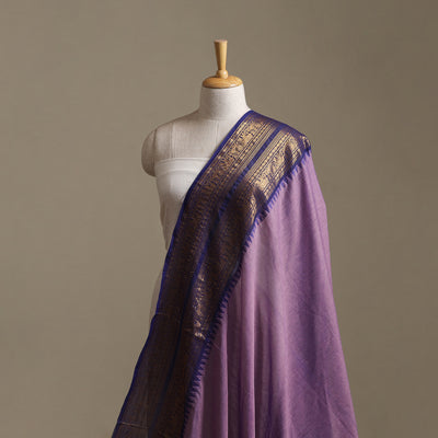 Purple - Kanchipuram Cotton Fabric with Zari Border 19