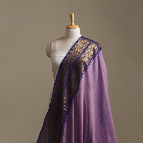 Purple - Kanchipuram Cotton Fabric with Zari Border 19