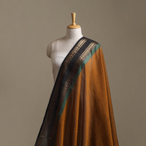 Brown - Kanchipuram Cotton Fabric with Zari Border 20