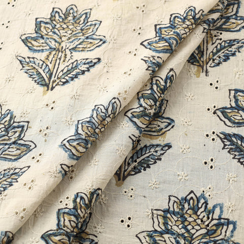 Beige - Kutch Hand Block Ajrakh Print Natural Dyed Cotton Hakoba Fabric 03