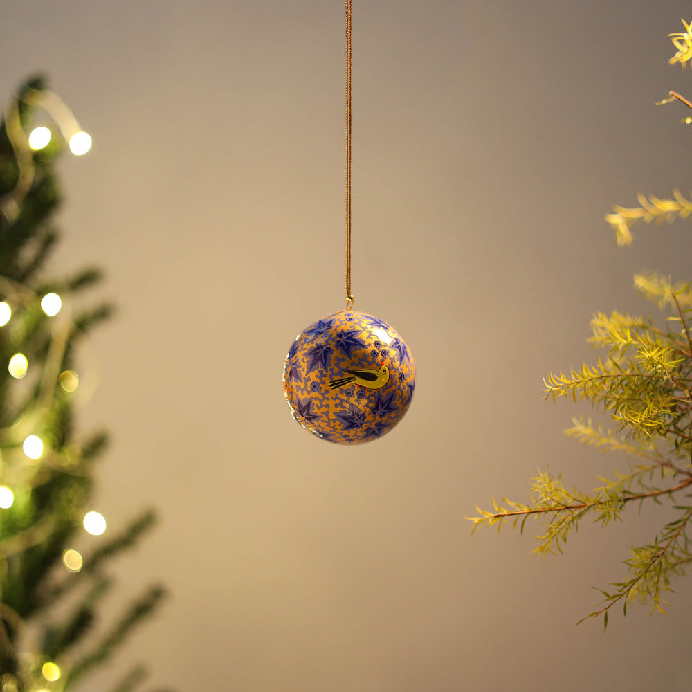 Ball - Kashmir Handpainted Christmas Ornament 07