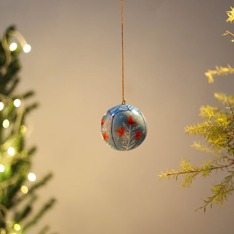 Ball - Kashmir Handpainted Christmas Ornament 09