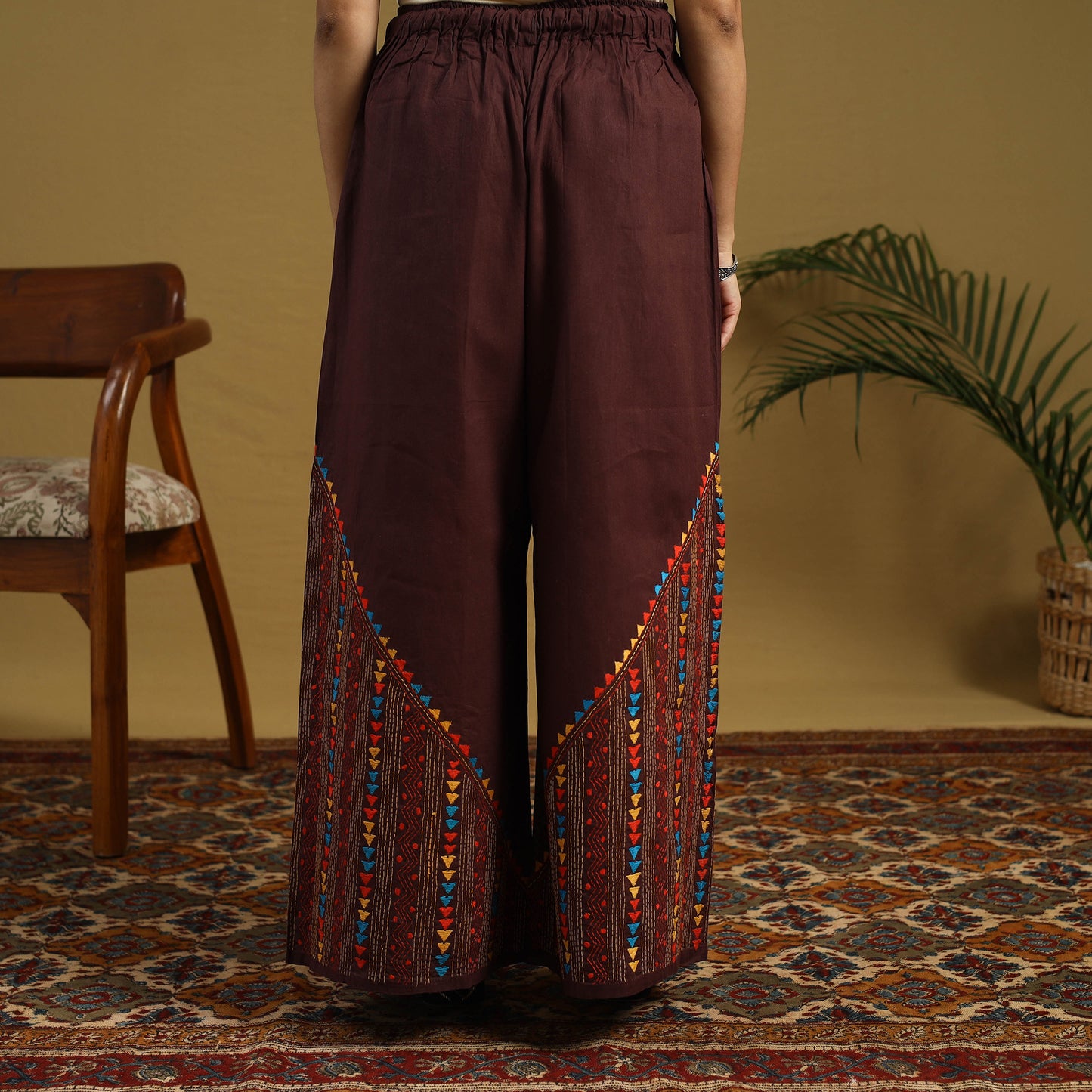 Buy Cotton Bengal Kantha Hand Embroidery Palazzo