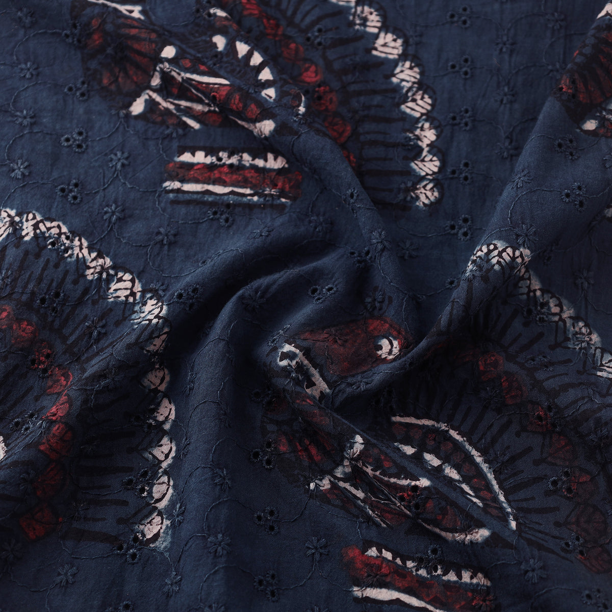 Kutch Hand Block Ajrakh Print Natural Dyed Cotton Hakoba Fabric 04